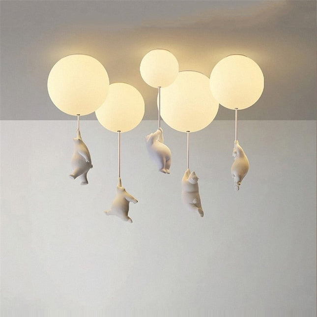 ChandelierDecor - Kids Teddy Bears Holding Balloons Ceiling Light | Kids Room Decor Lights