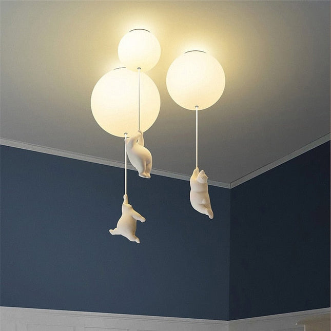 ChandelierDecor - Kids Teddy Bears Holding Balloons Ceiling Light | Kids Room Decor Lights