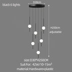 6 lumières / Noir / lumière blanche