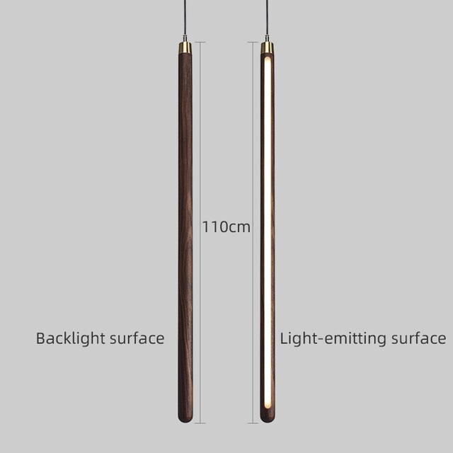 ChandelierDecor - Long Strip Hanging Light - Walnut Pendant Light