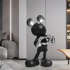 Noir mat - Mains et oreilles argentées / 80 cm de haut