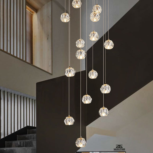 ChandelierDecor - Luxury Crystal Stair Chandelier - Football Shape