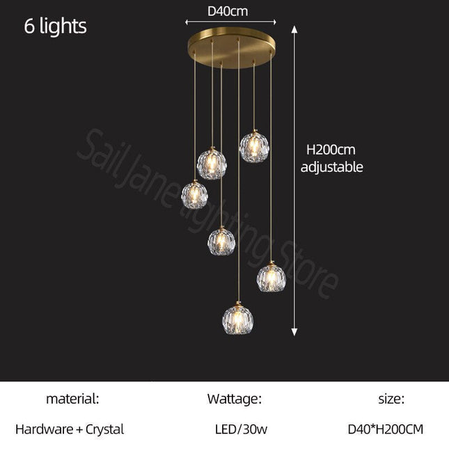 ChandelierDecor - Luxury Crystal Stair Chandelier - Football Shape