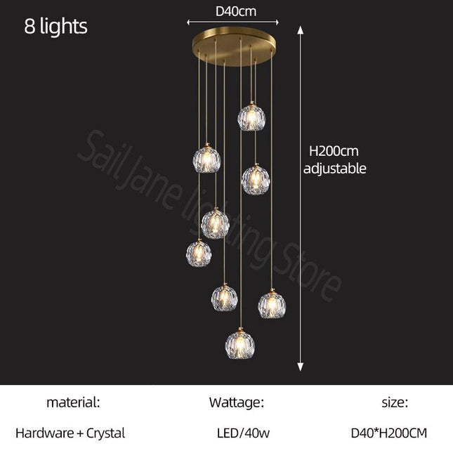 ChandelierDecor - Luxury Crystal Stair Chandelier - Football Shape