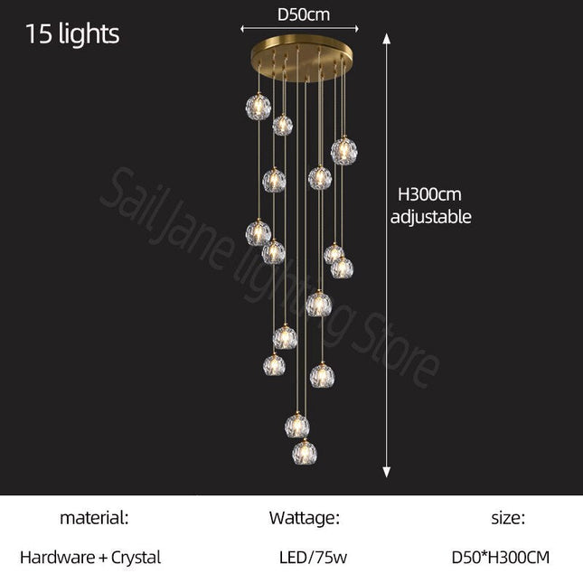 ChandelierDecor - Luxury Crystal Stair Chandelier - Football Shape