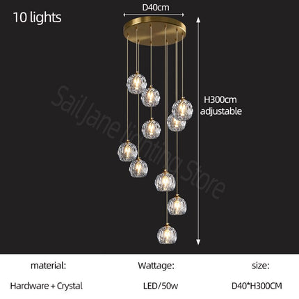 ChandelierDecor - Luxury Crystal Stair Chandelier - Football Shape