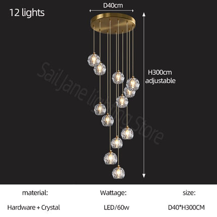 ChandelierDecor - Luxury Crystal Stair Chandelier - Football Shape