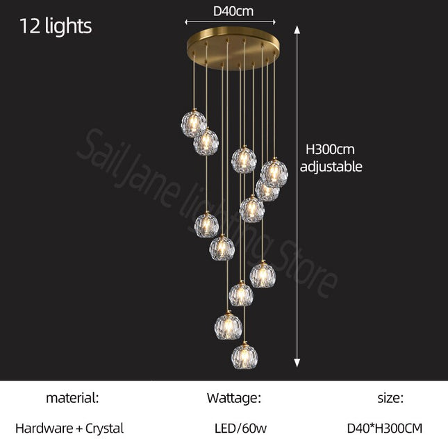 ChandelierDecor - Luxury Crystal Stair Chandelier - Football Shape