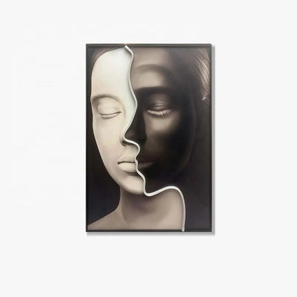 ChandelierDecor - Black and White Neon LED Faces Wall Art – Minimalist Design
