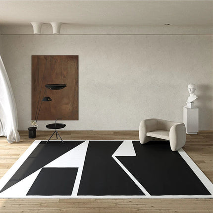 ChandelierDecor - Abstract Black & White High Pile Tufted Rug