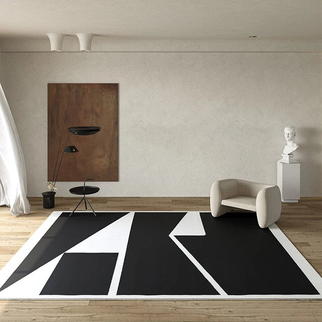 ChandelierDecor - Abstract Black & White High Pile Tufted Rug