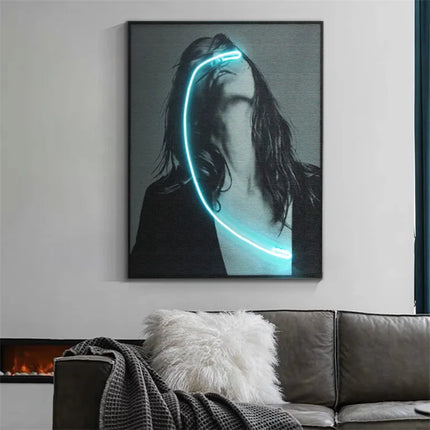 ChandelierDecor - Blindness Girl Neon Wall Art – A Striking Blend of Art and Light