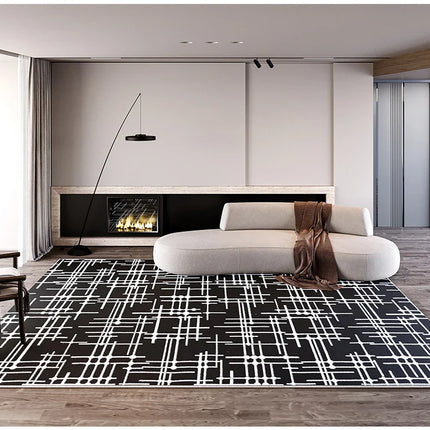 ChandelierDecor - Abstract Black & White High Pile Tufted Rug