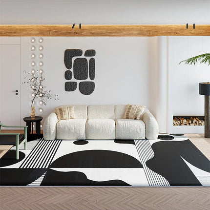 ChandelierDecor - Abstract Black & White High Pile Tufted Rug