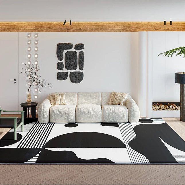 ChandelierDecor - Abstract Black & White High Pile Tufted Rug