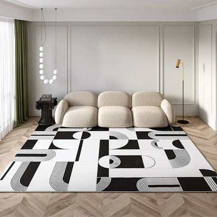 ChandelierDecor - Abstract Black & White High Pile Tufted Rug