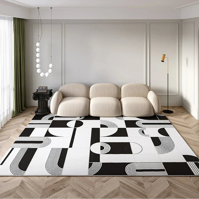 ChandelierDecor - Abstract Black & White High Pile Tufted Rug