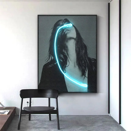 ChandelierDecor - Blindness Girl Neon Wall Art – A Striking Blend of Art and Light