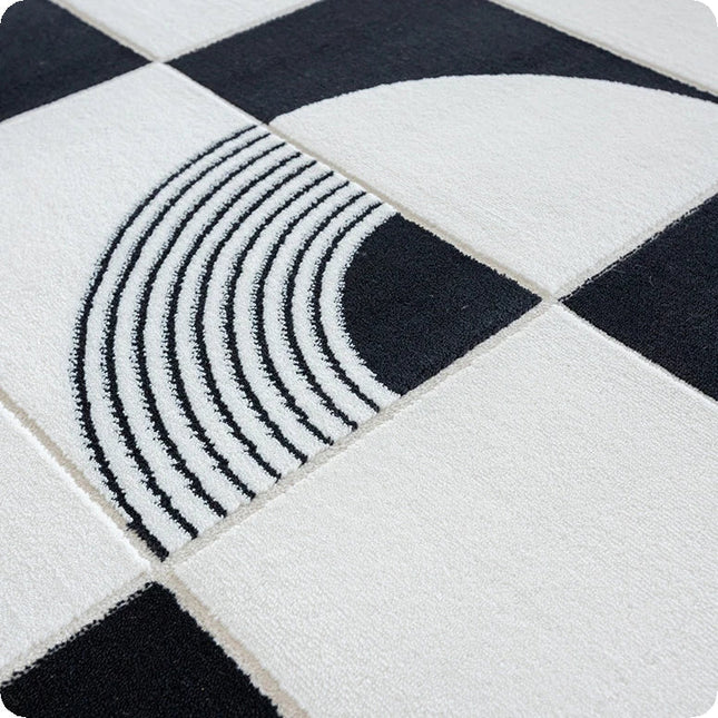 ChandelierDecor - Abstract Black & White High Pile Tufted Rug