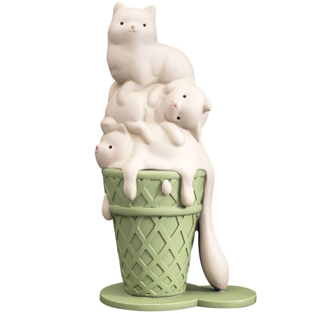 ChandelierDecor - Melted Ice Cream Cat Statues Sculpture Ornament
