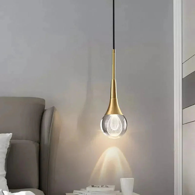 ChandelierDecor - Minimalist Brass Crystal Pendant Light Decorative Round Chandelier