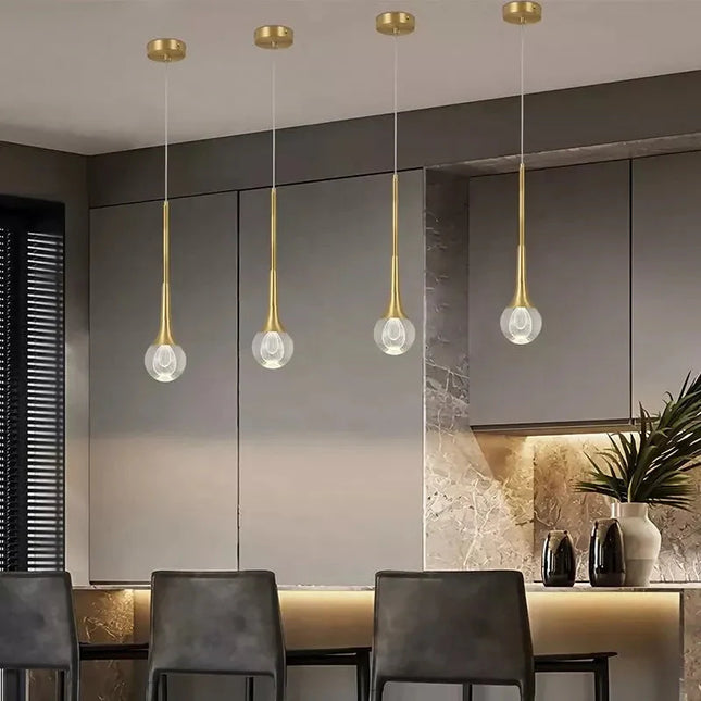 ChandelierDecor - Minimalist Brass Crystal Pendant Light Decorative Round Chandelier