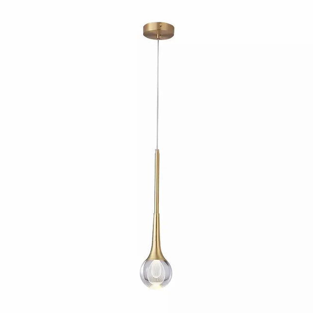 ChandelierDecor - Minimalist Brass Crystal Pendant Light Decorative Round Chandelier
