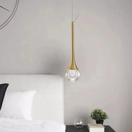 ChandelierDecor - Minimalist Brass Crystal Pendant Light Decorative Round Chandelier