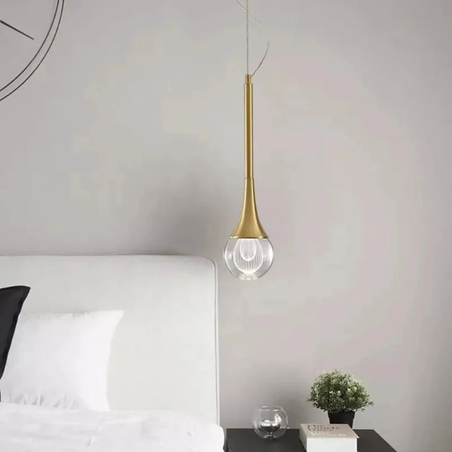 ChandelierDecor - Minimalist Brass Crystal Pendant Light Decorative Round Chandelier