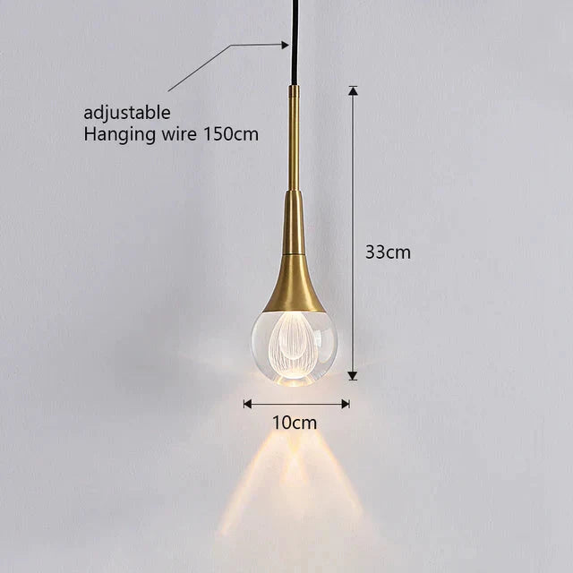 ChandelierDecor - Minimalist Brass Crystal Pendant Light Decorative Round Chandelier