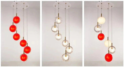ChandelierDecor - Minimalist Glass Stone Pendant Staircase Chandelier Lighting