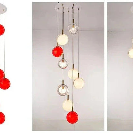 ChandelierDecor - Minimalist Glass Stone Pendant Staircase Chandelier Lighting
