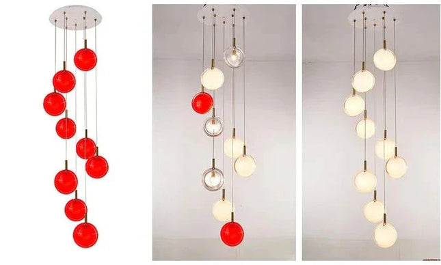 ChandelierDecor - Minimalist Glass Stone Pendant Staircase Chandelier Lighting
