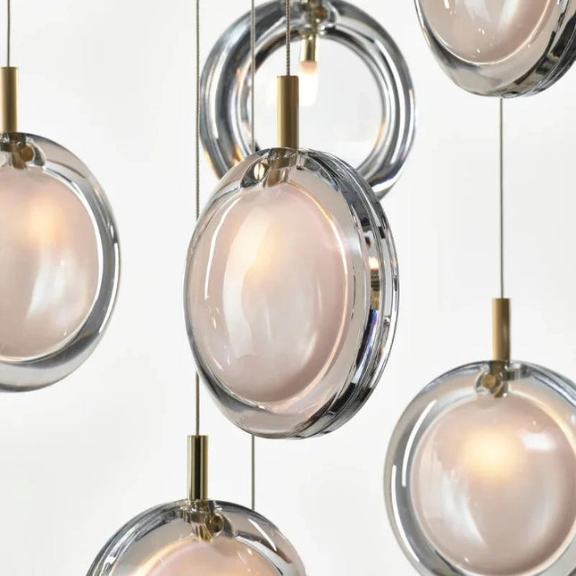 ChandelierDecor - Minimalist Glass Stone Pendant Staircase Chandelier Lighting