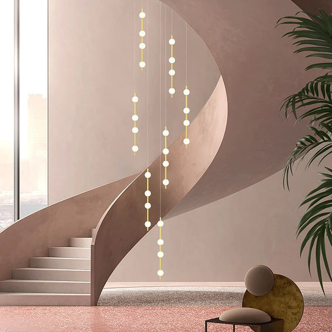ChandelierDecor - Minimalist Pole Globes Pendant Staircase Chandelier