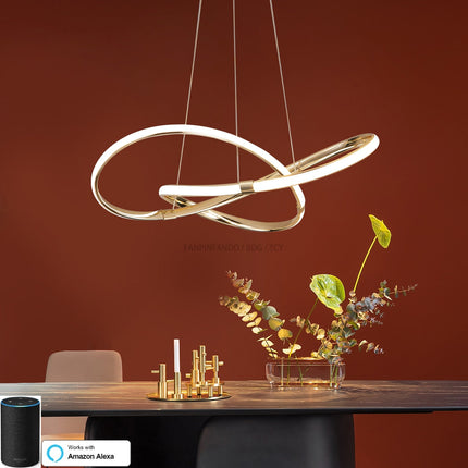 ChandelierDecor - Modern Chrome Plated Gold LED Chandelier for Dining and Living Room