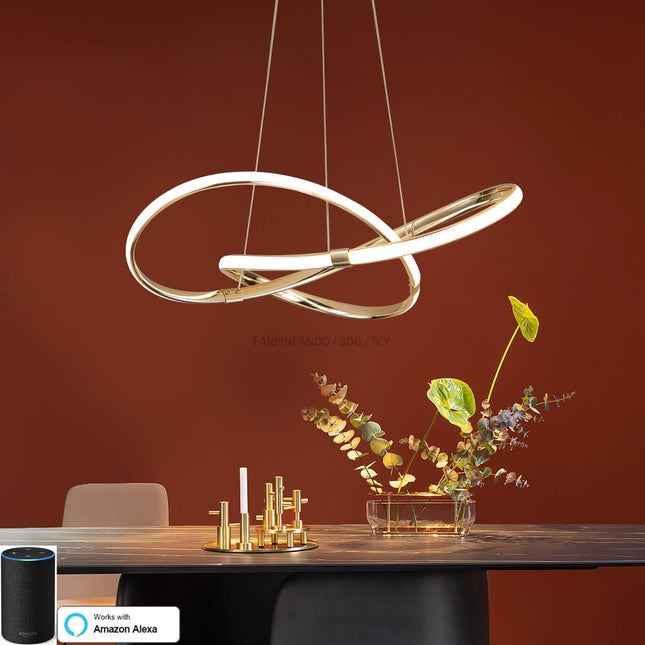 ChandelierDecor - Modern Chrome Plated Gold LED Chandelier for Dining and Living Room