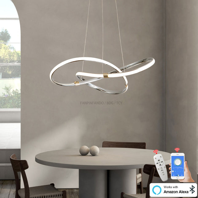 ChandelierDecor - Modern Chrome Plated Gold LED Chandelier for Dining and Living Room