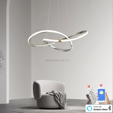 ChandelierDecor - Modern Chrome Plated Gold LED Chandelier for Dining and Living Room
