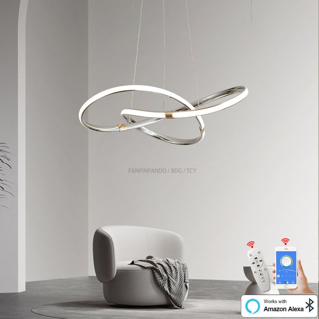 ChandelierDecor - Modern Chrome Plated Gold LED Chandelier for Dining and Living Room