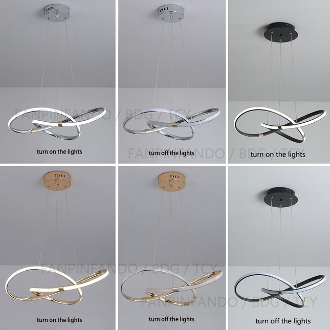 ChandelierDecor - Modern Chrome Plated Gold LED Chandelier for Dining and Living Room