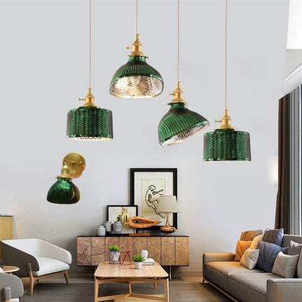 ChandelierDecor - Modern Loft Pure Copper Lamp Holder Green Light