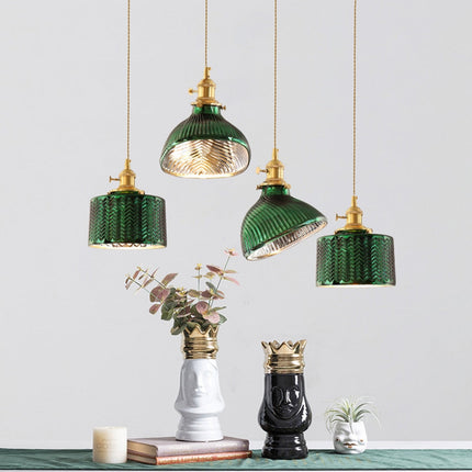 ChandelierDecor - Modern Loft Pure Copper Lamp Holder Green Light