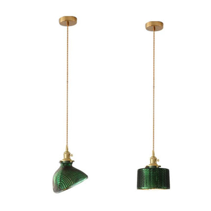 ChandelierDecor - Modern Loft Pure Copper Lamp Holder Green Light