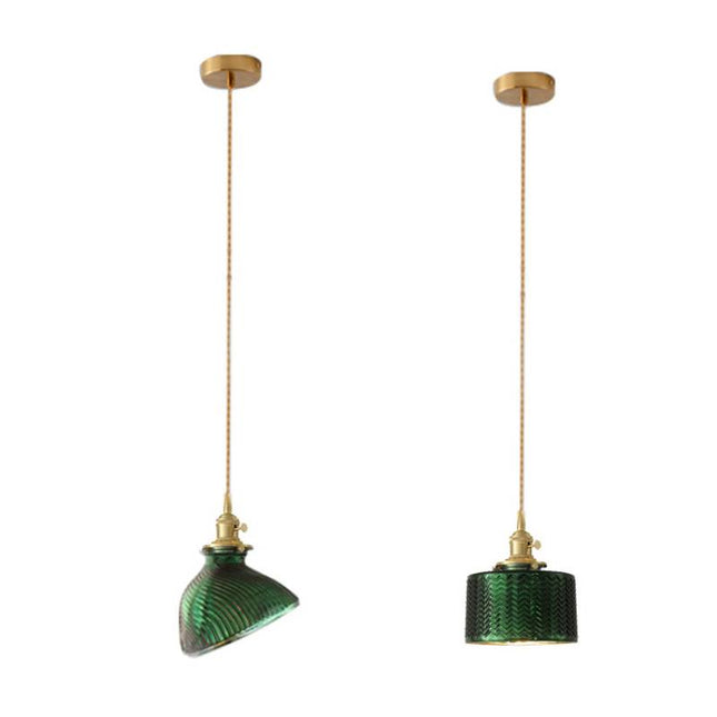 ChandelierDecor - Modern Loft Pure Copper Lamp Holder Green Light