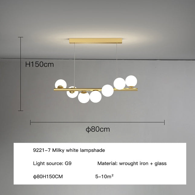 ChandelierDecor - Modern Long Glass Ball Chandelier with G9 LED