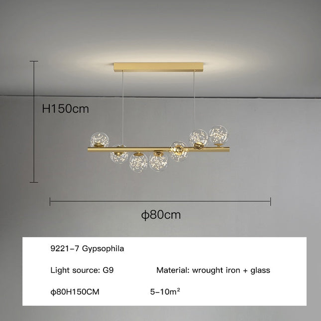 ChandelierDecor - Modern Long Glass Ball Chandelier with G9 LED