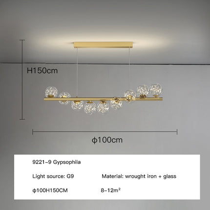 ChandelierDecor - Modern Long Glass Ball Chandelier with G9 LED