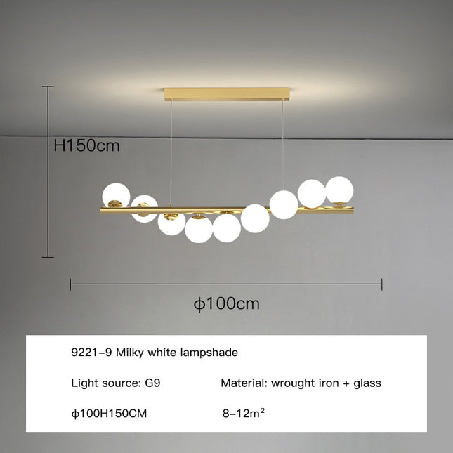 ChandelierDecor - Modern Long Glass Ball Chandelier with G9 LED