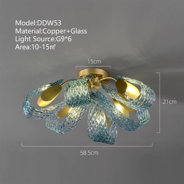 ChandelierDecor - Peacock Blue Glass Chandelier: Stunning Lighting Fixtures
